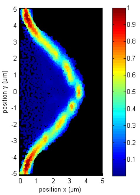 Simulation der Radiation Pressure Acceleration (RPA) von Kohlenstoffionen (P. Schmidt).